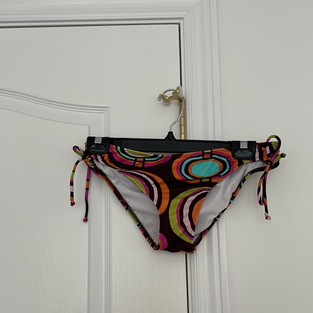 Roxy Colorful Patterned Bikini Bottom with Side Ties